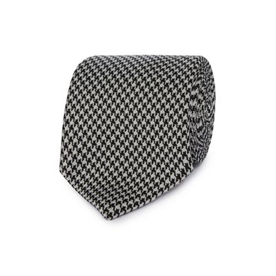 Black and white dogtooth fine silk tie